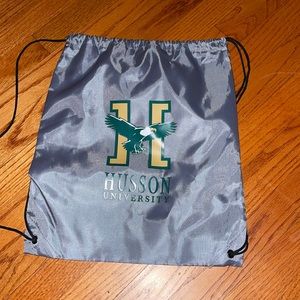 Husson university grey drawstring bag